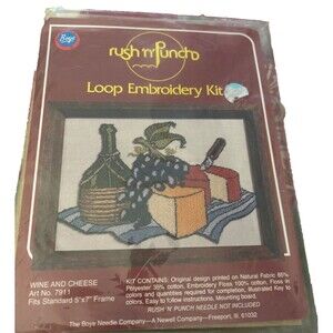 Boye Rush'n'Punch Loop Embroidery Kit Wine And Cheese Vintage 1979  New
